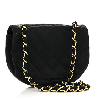 Chanel Satin Quilted Half Moon Flap Black 3 of 16
