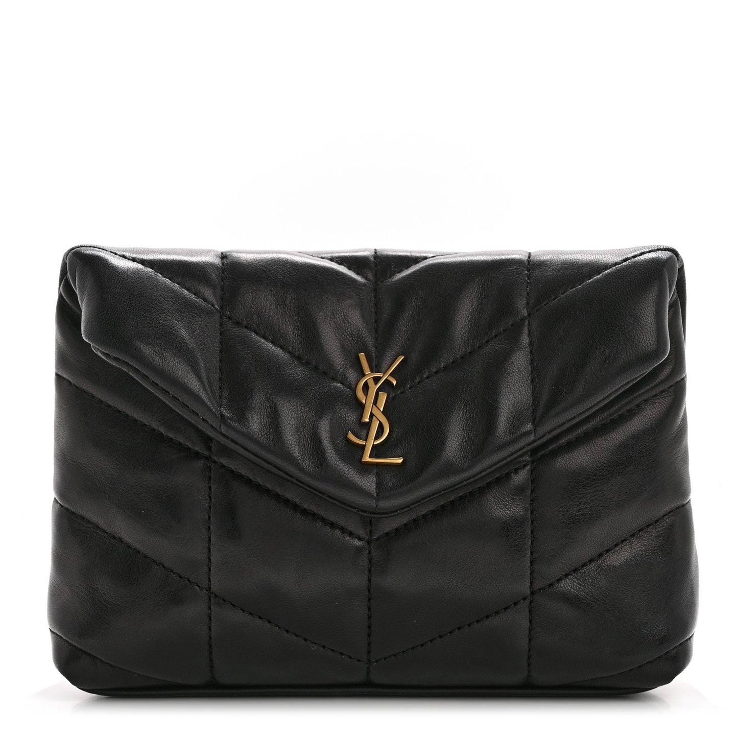 Lambskin Monogram Loulou Puffer Pouch Clutch Black