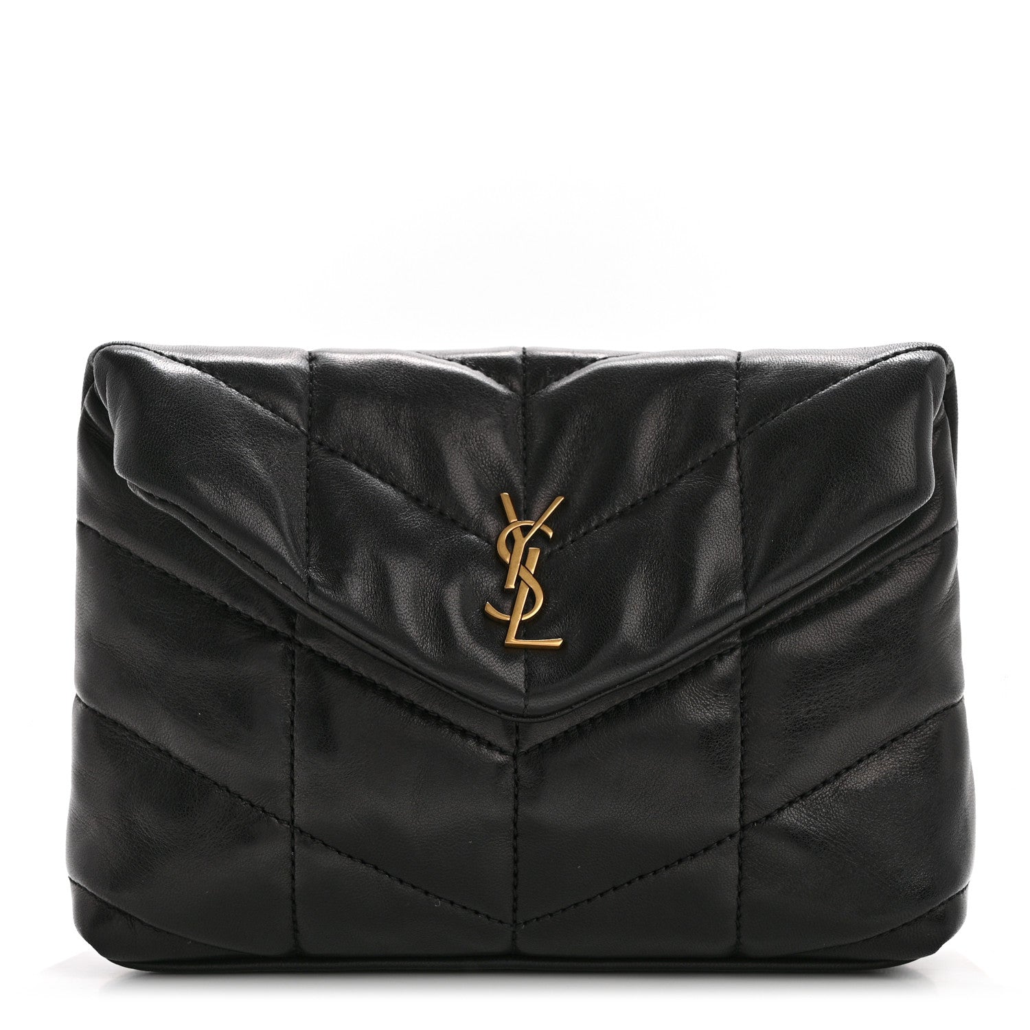 Saint Laurent Lambskin Monogram Loulou Puffer Pouch Clutch Black 1 of 9