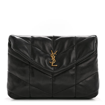 Saint Laurent Lambskin Monogram Loulou Puffer Pouch Clutch Black 1 of 9