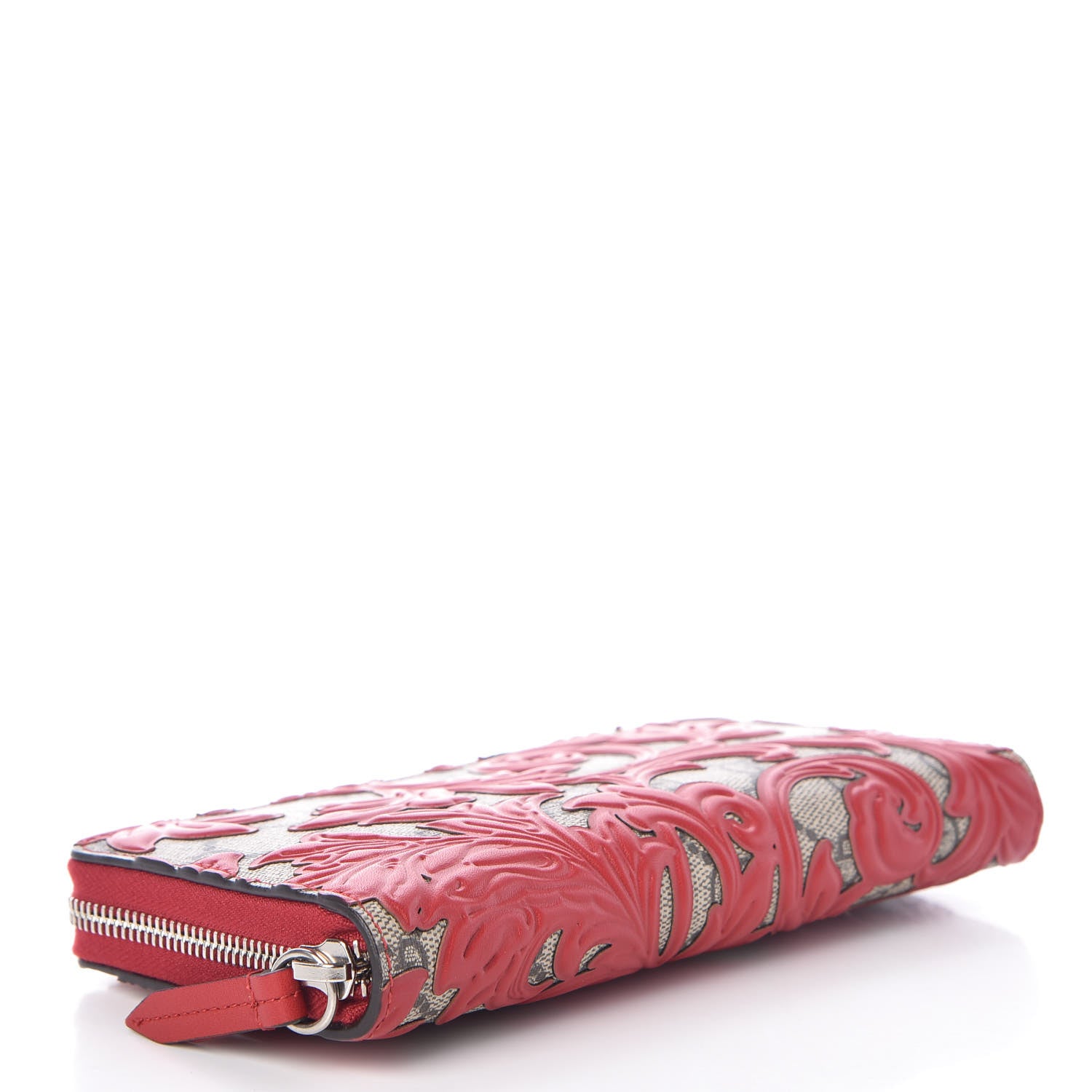 Gucci GG Supreme Monogram Arabesque Zip Around Wallet Hibiscus Red 4 of 7