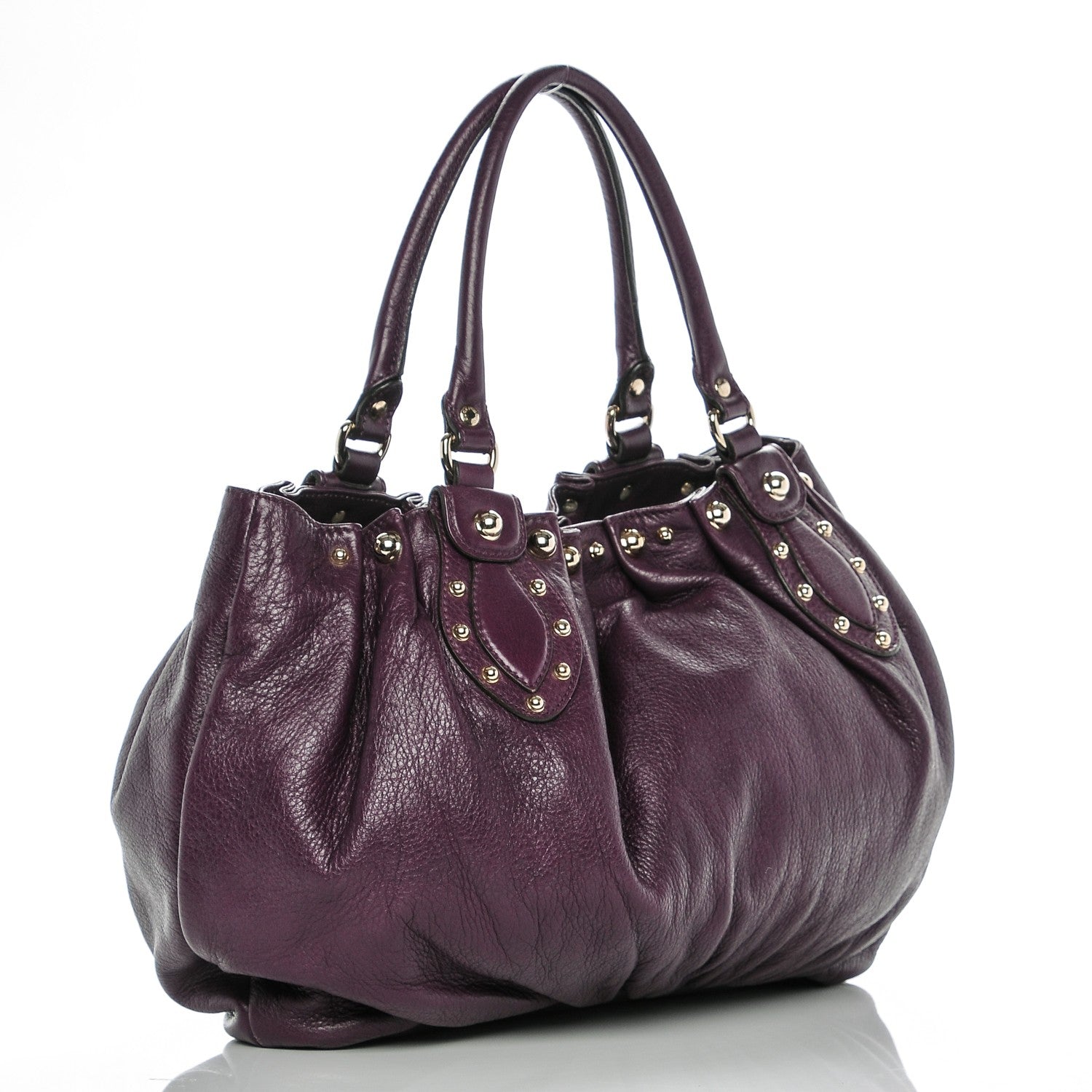 Gucci Calfskin Studded Pelham Tote Purple 3 of 6