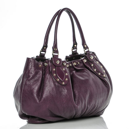 Gucci Calfskin Studded Pelham Tote Purple 3 of 6