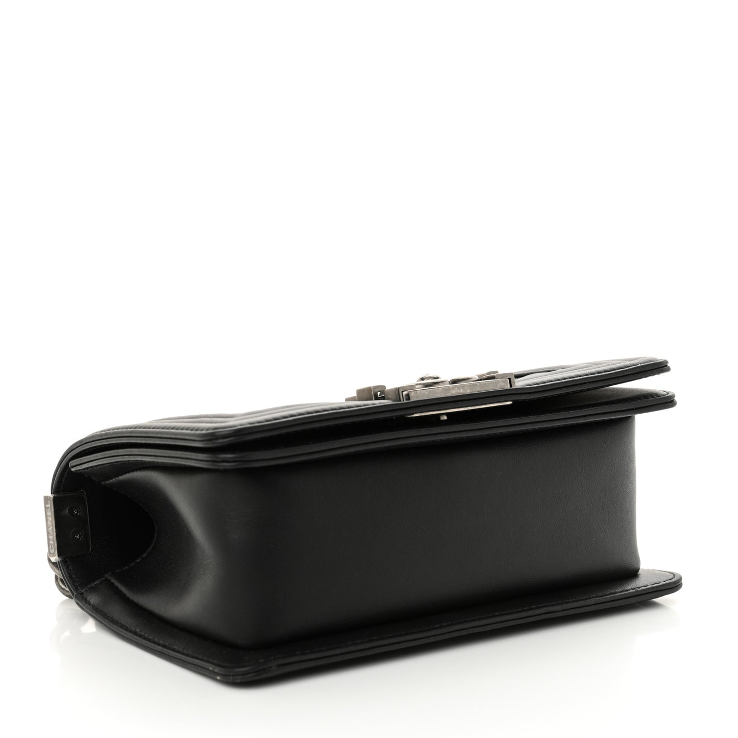 Calfskin Quilted Small Boy Flap Black