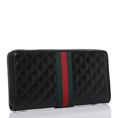 Gucci Calfskin Web Trapuntata GG Zip Around Wallet Black 3 of 11