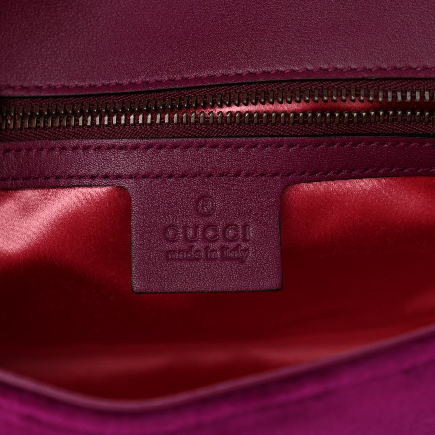 Velvet Matelasse Small GG Marmont Shoulder Bag Fuchsia Violet Cyclamen