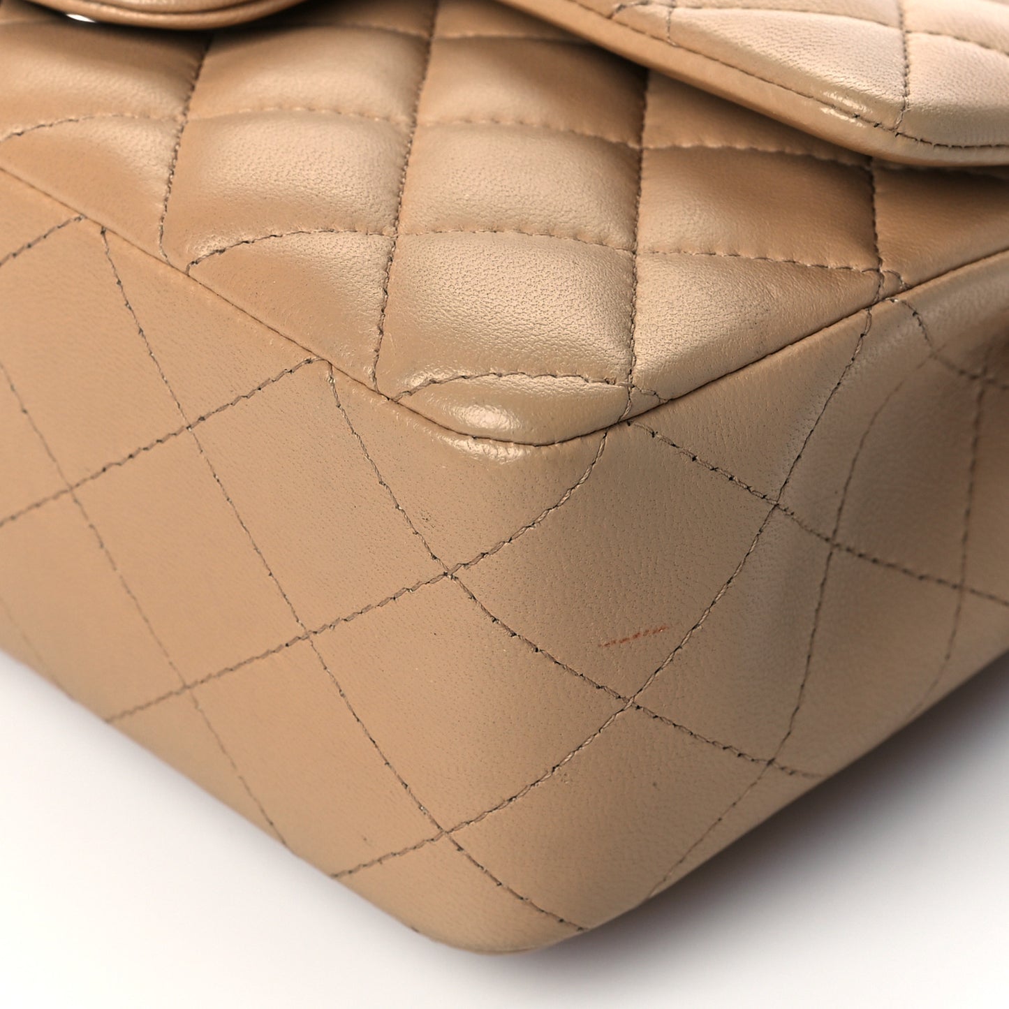 Lambskin Quilted Mini Rectangular Flap Beige