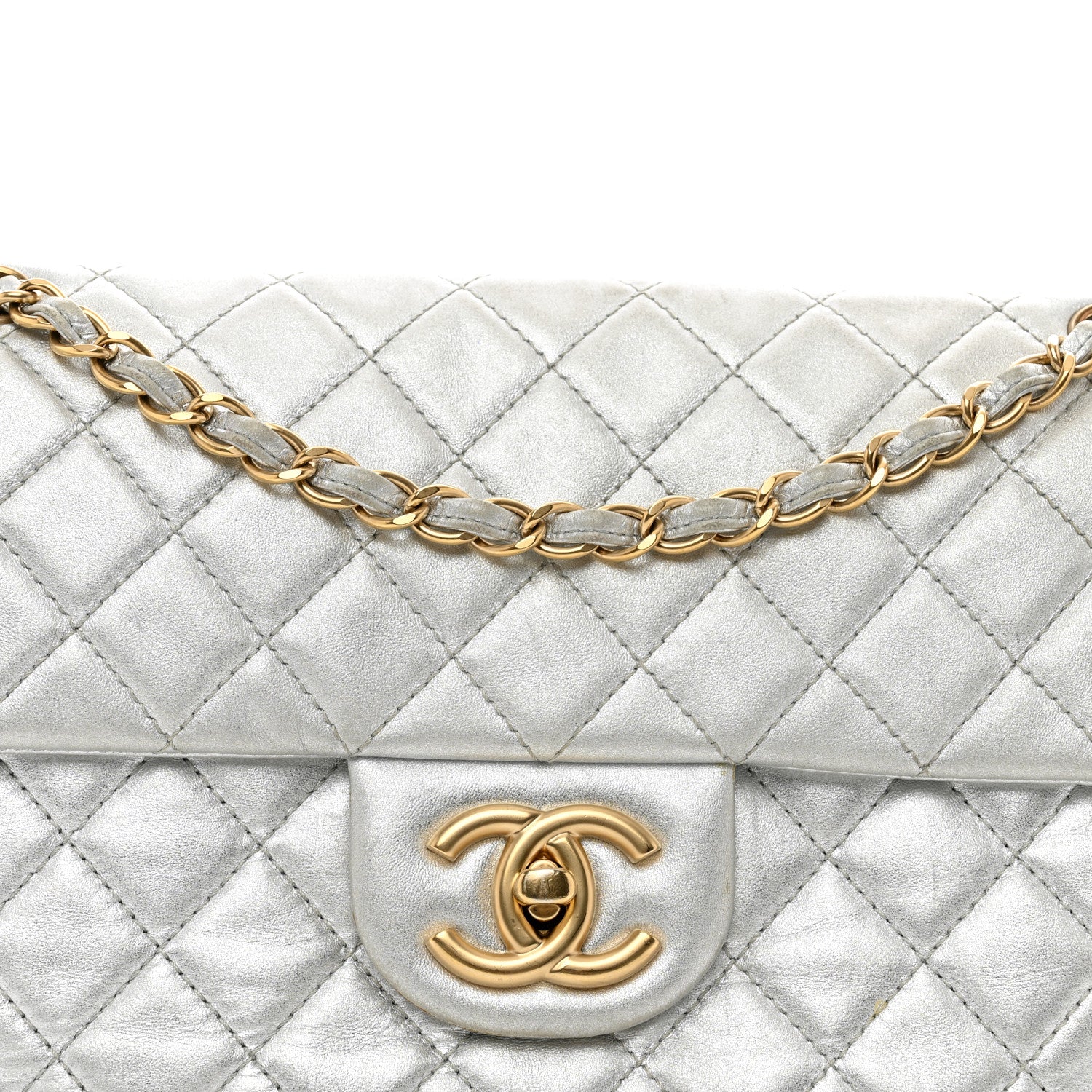 Chanel Metallic Lambskin Quilted Maxi Single Flap Silver 5 of 12