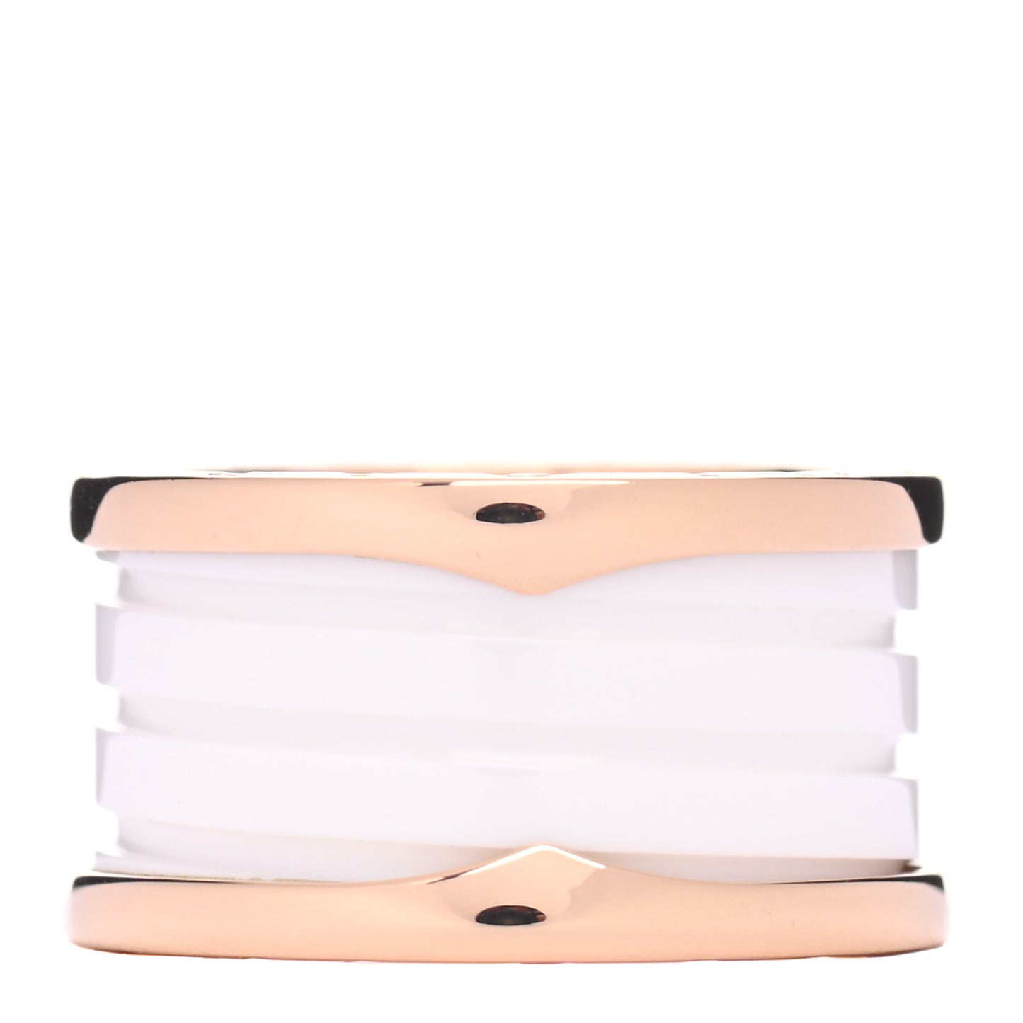 18K Rose Gold White Ceramic B.Zero1 Four-Band Ring 54 6.75