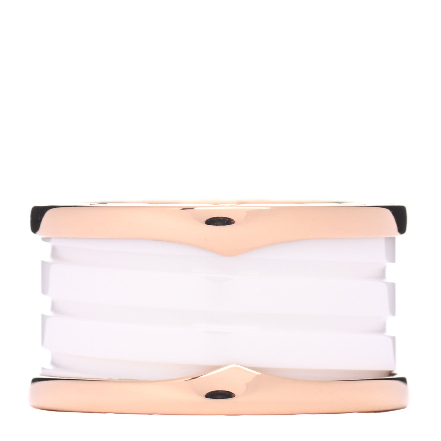 Bulgari 18K Rose Gold White Ceramic B.Zero1 Four-Band Ring 54 6.75 1 of 5