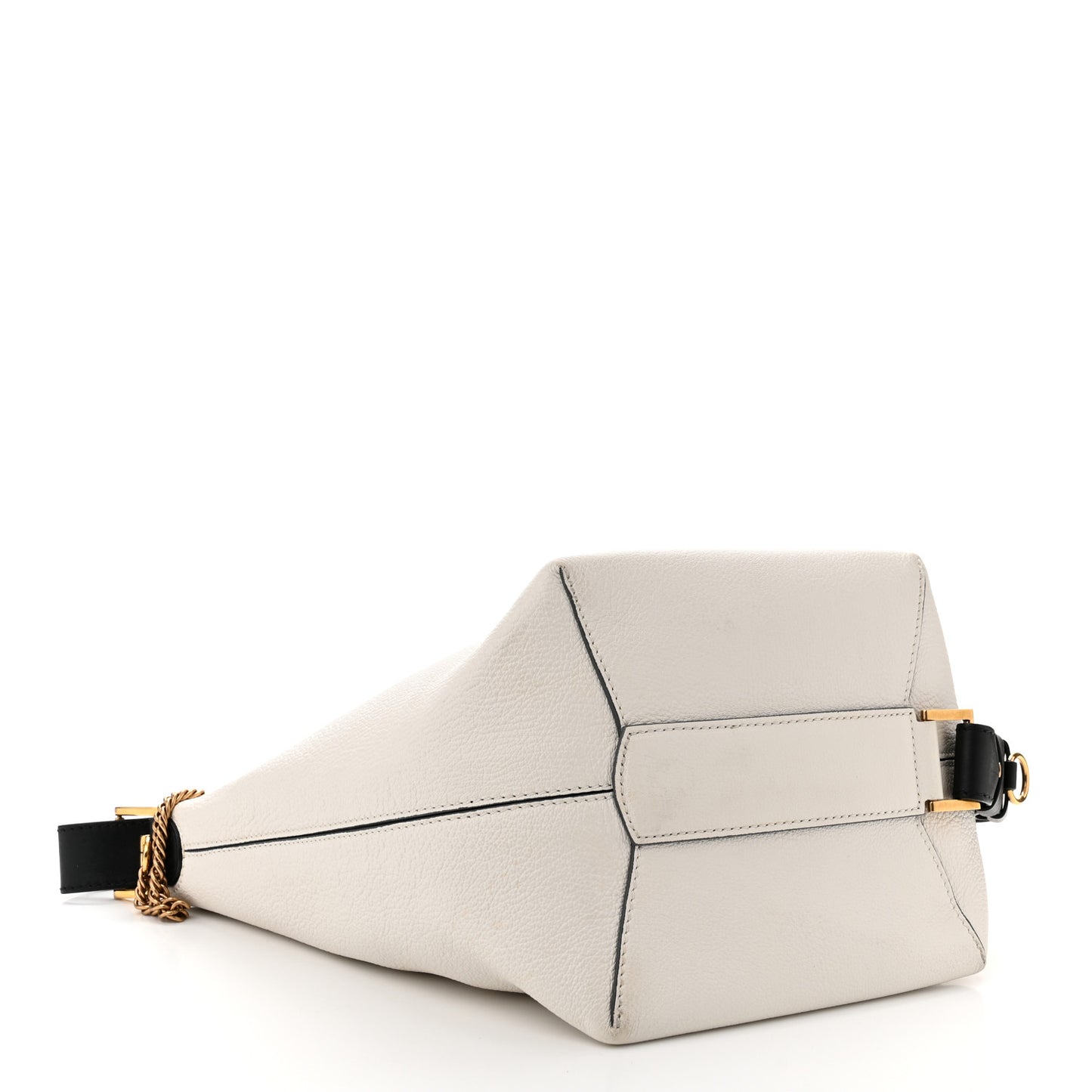 Grained Calfskin Medium GV Bucket Bag White
