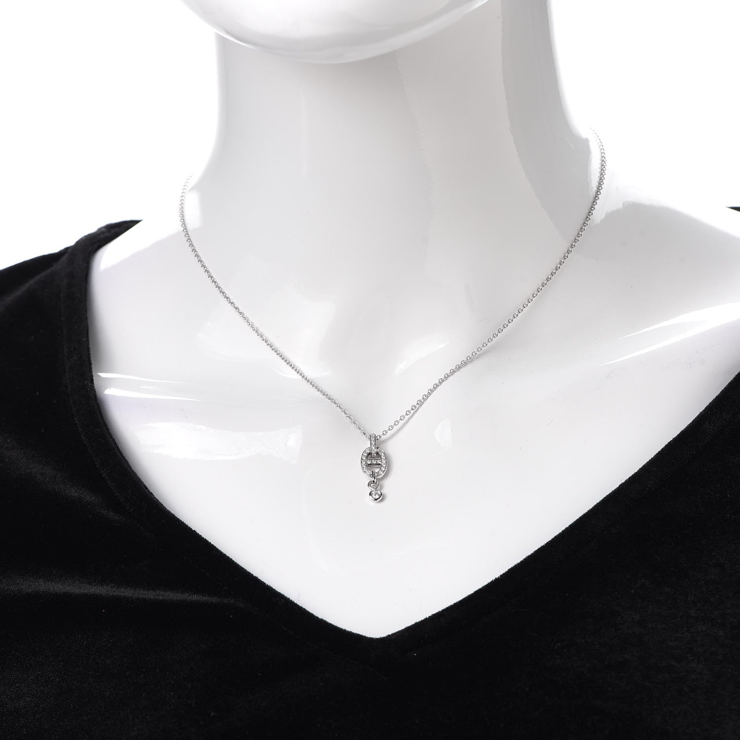 Hermes 18K White Gold Diamond PM Chaine d'Ancre Enchainee Necklace 2 of 6