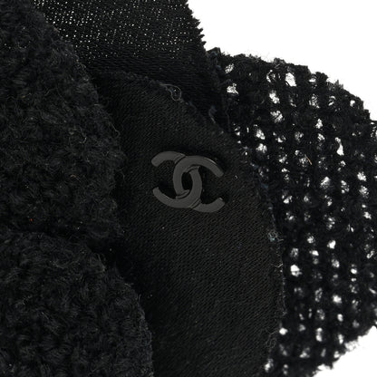 Chanel Tweed Fabric Camellia Pin Brooch Black 3 of 3
