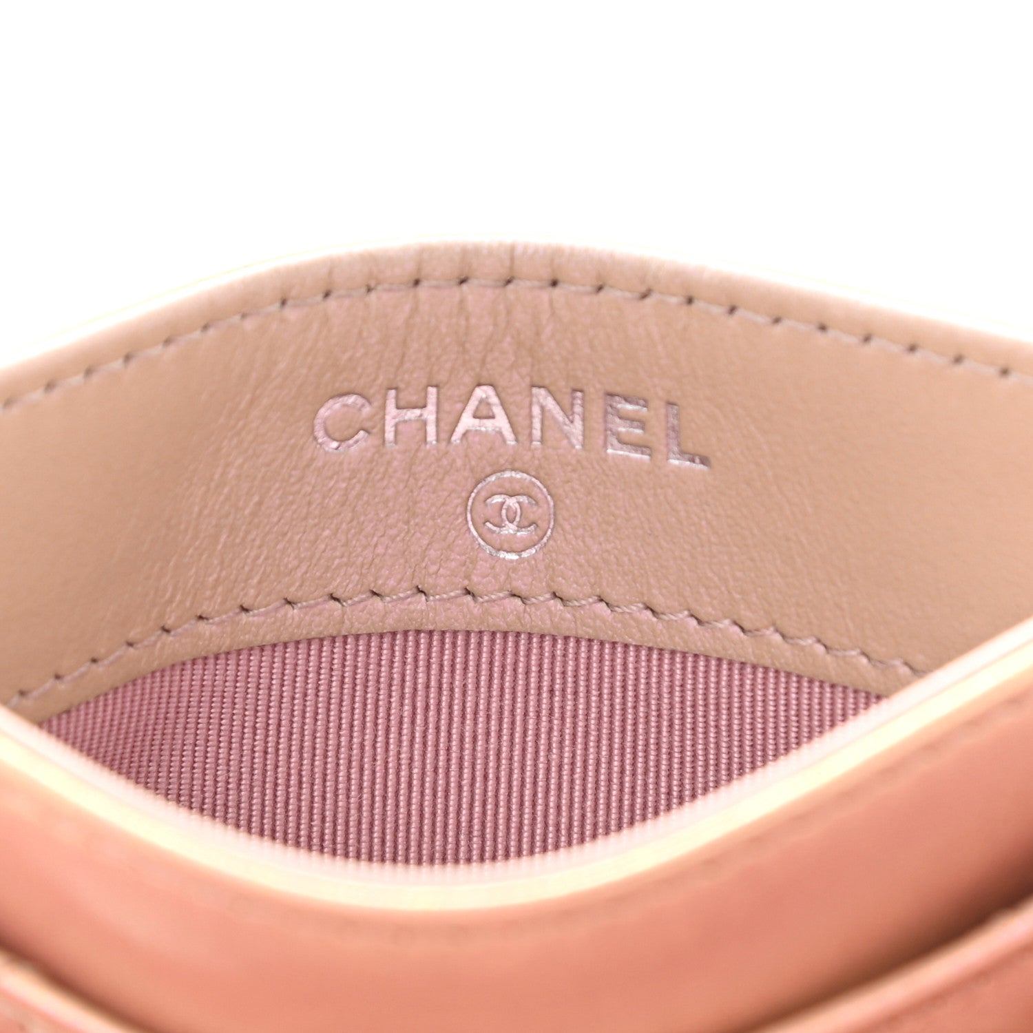 Chanel Iridescent Calfskin Quilted Card Holder Pink 6 of 12