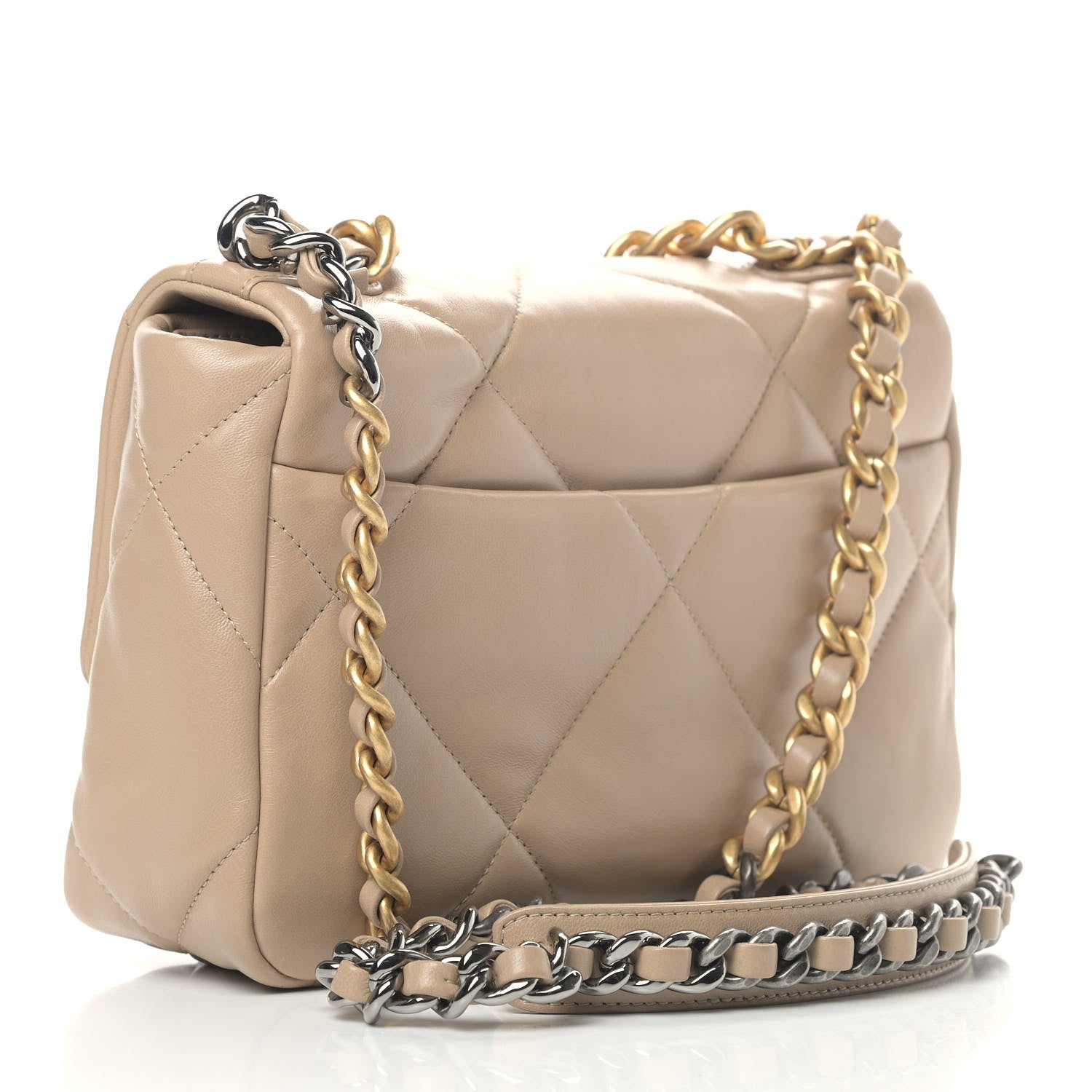 Chanel Lambskin Quilted Medium Chanel 19 Flap Dark Beige 2 of 4