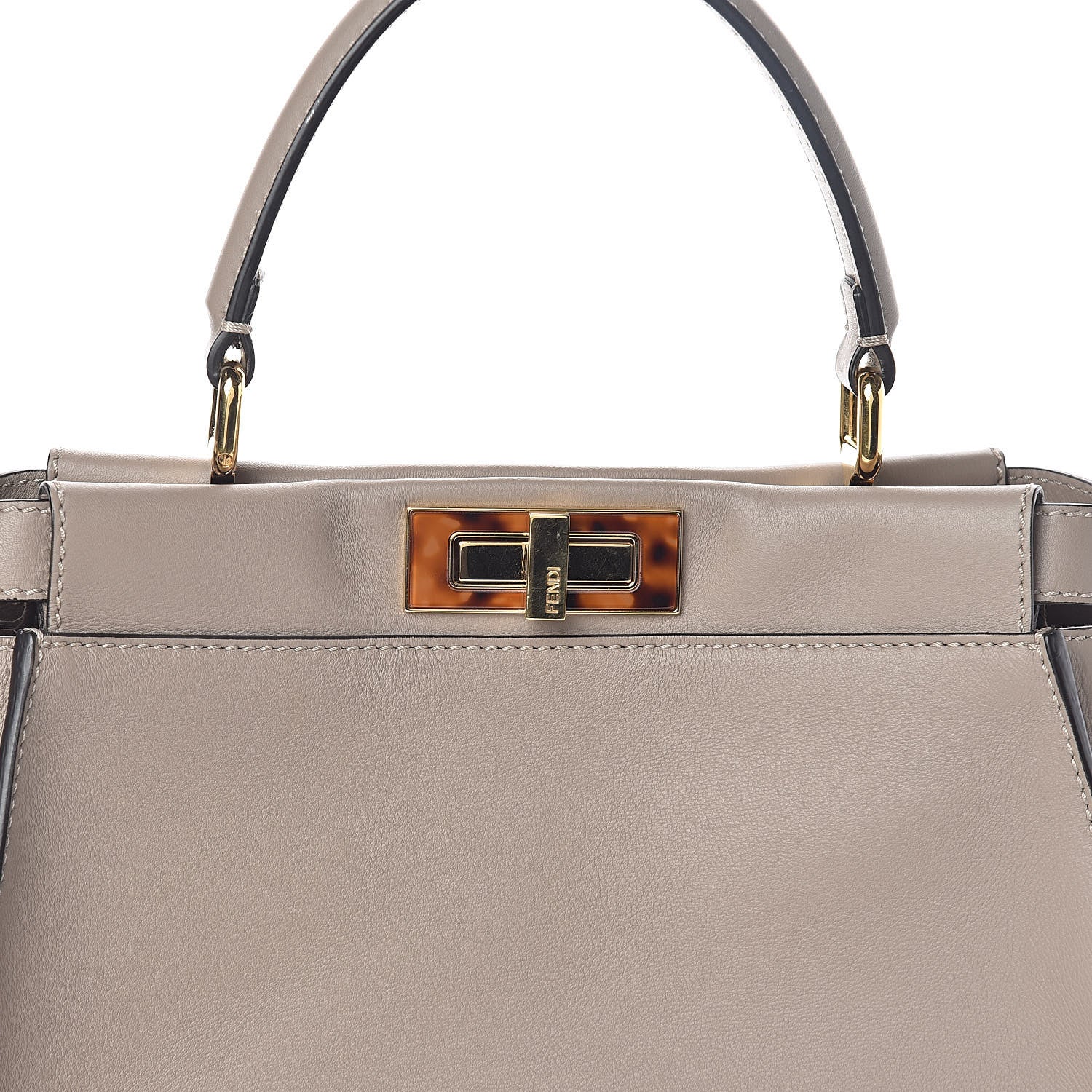 Fendi Vitello Seta Plexiglass Tortoise Medium Peekaboo Iconic Satchel Tortora 8 of 10