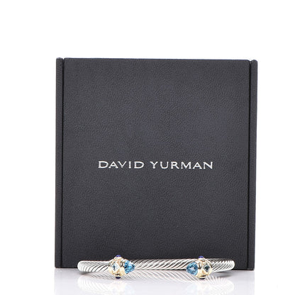 David Yurman Sterling Silver 14K Yellow Gold Blue Topaz Lapis Lazuli 5mm Cable Renaissance Bracelet 6 of 6