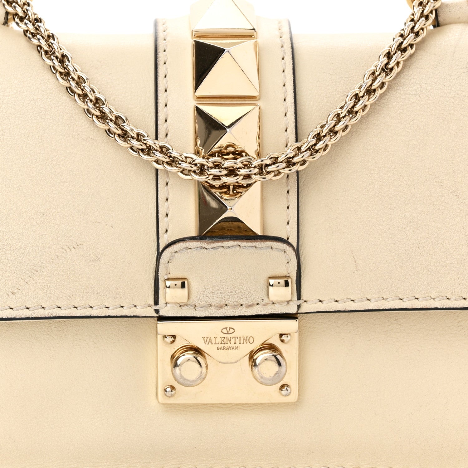 Valentino Garavani Vitello Mini Glam Lock Rockstud Flap White 7 of 16