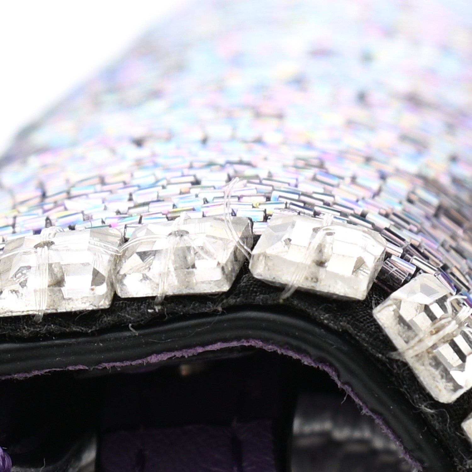 Valentino Garavani Swarovski Crystal Embroidered Vlogo Small Loco Shoulder Bag Crystal Lilac Silver 10 of 12