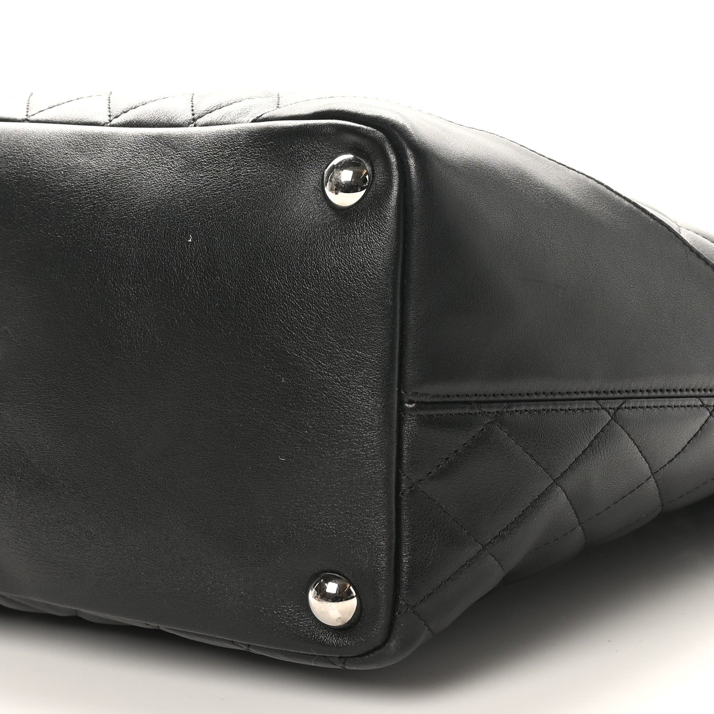 Calfskin Quilted Large Cambon Tote Black White