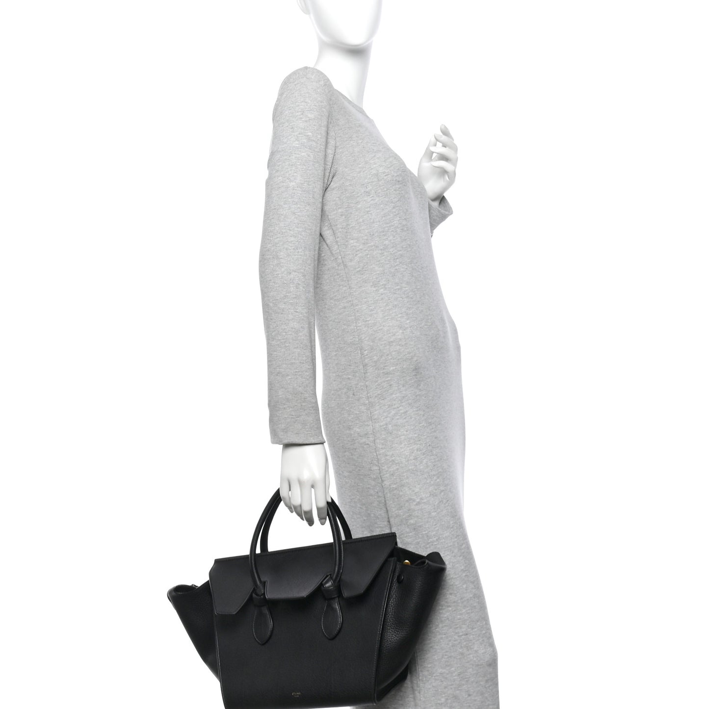 Crisped Calfskin Mini Tie Knot Tote Black