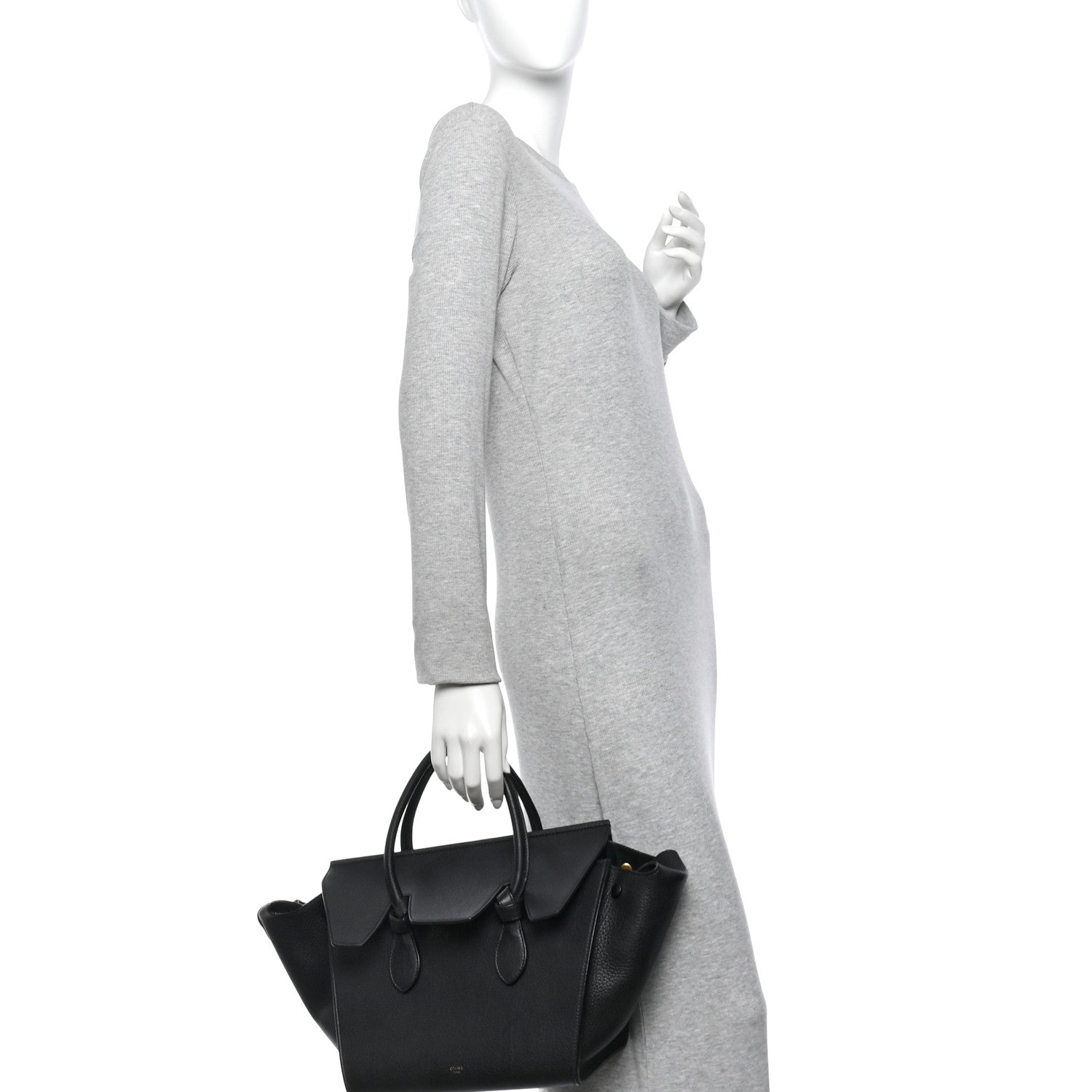 Celine Crisped Calfskin Mini Tie Knot Tote Black 2 of 13