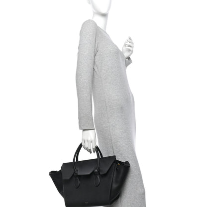 Celine Crisped Calfskin Mini Tie Knot Tote Black 2 of 13