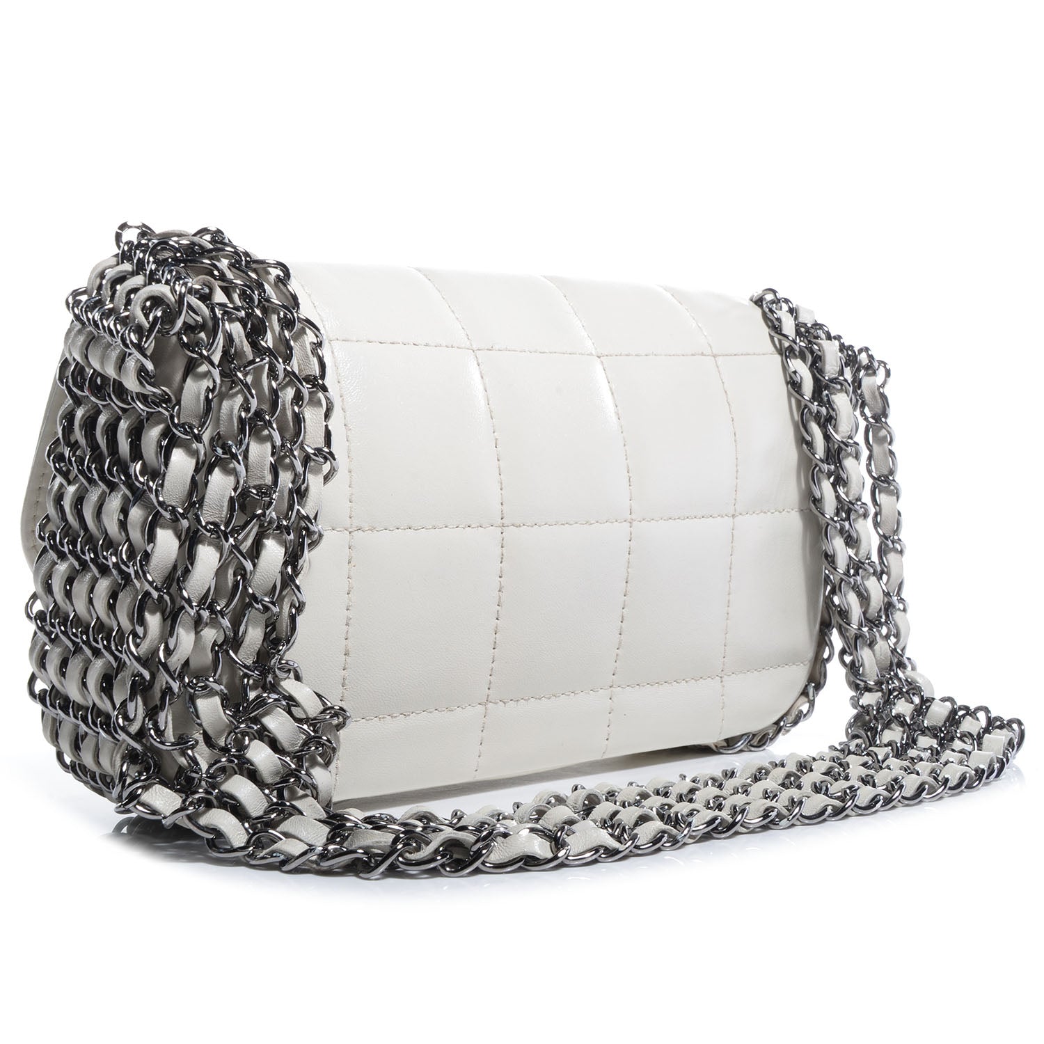 Chanel Lambskin Chocolate Bar 5 Chain Flap White 3 of 8