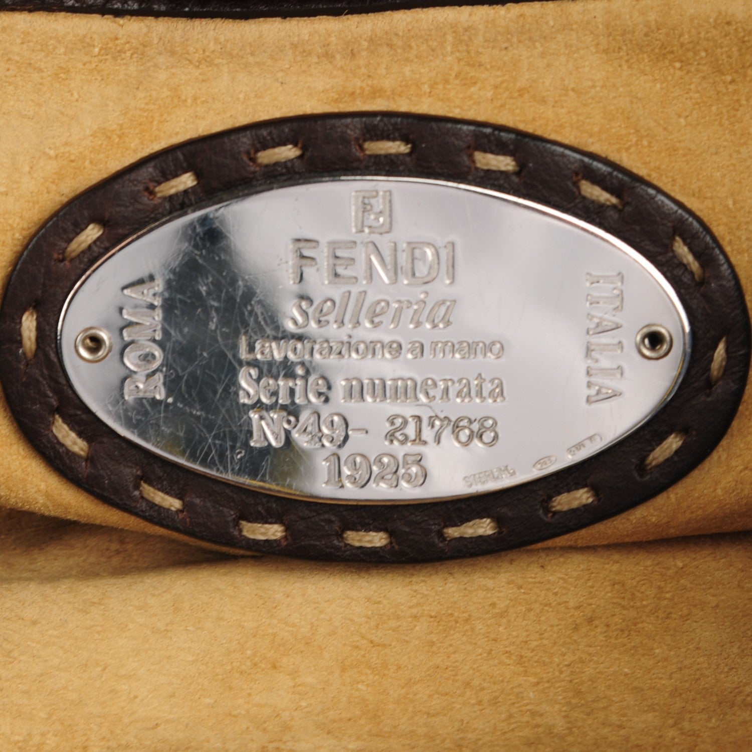 Fendi Calfskin Romano Selleria Drawstring Backpack Brown 6 of 6