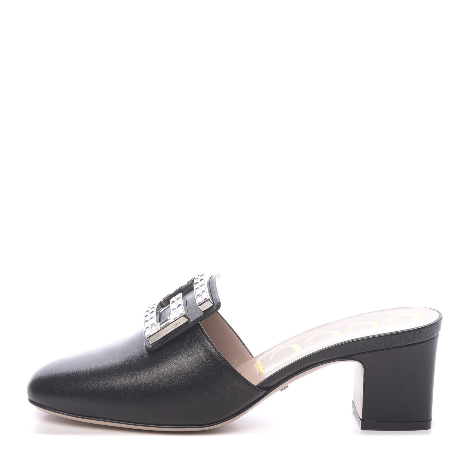 Gucci Malaga Kid Crystal Square G Madelyn Mules 37 Black 1 of 9