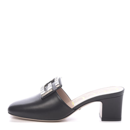 Gucci Malaga Kid Crystal Square G Madelyn Mules 37 Black 1 of 9