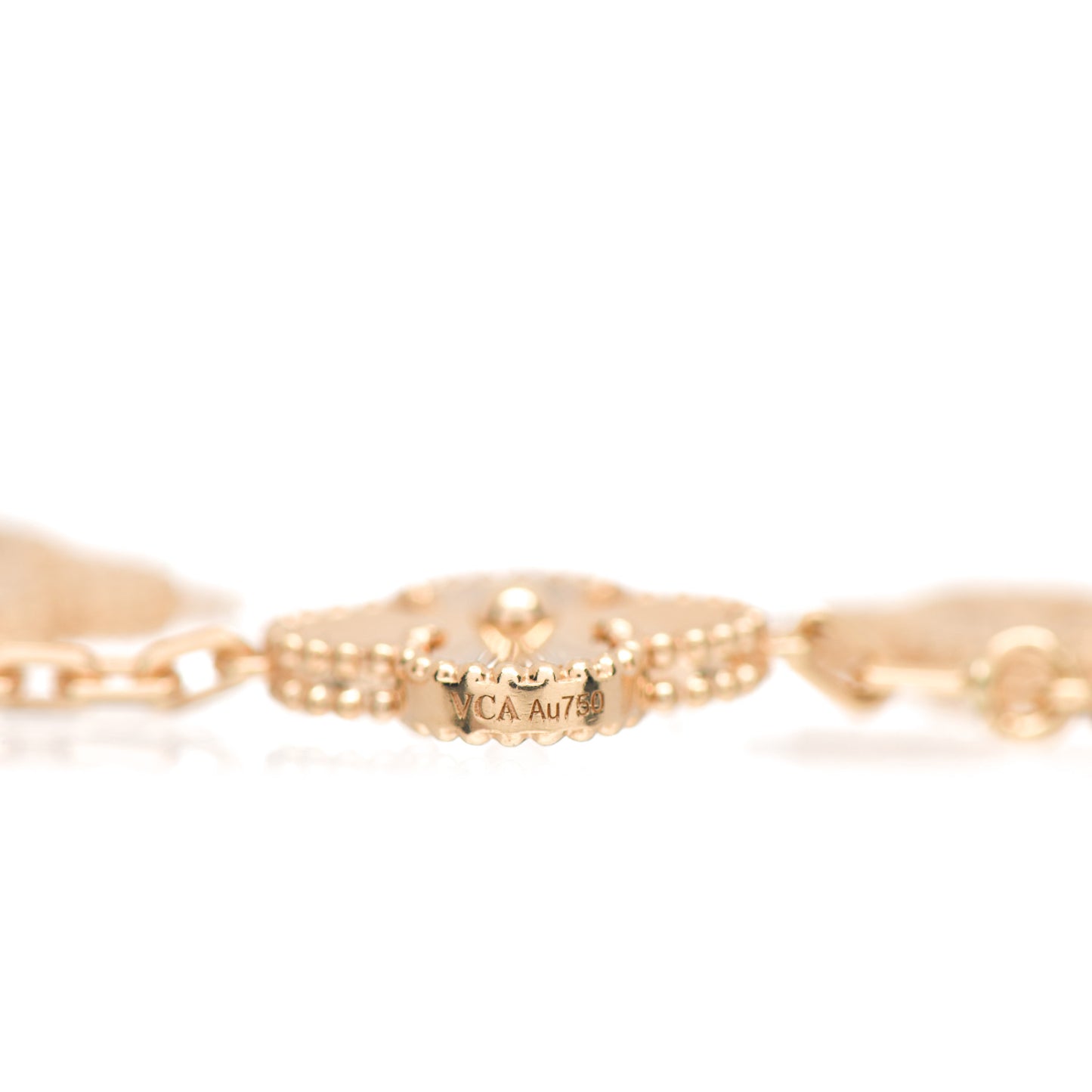 18K Yellow Gold Diamond 5 Motifs Guilloche Vintage Alhambra Bracelet