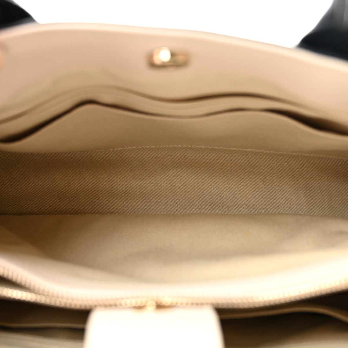 Grained Calfskin Small Bi-Color Neo Executive Shopper Tote Black Beige