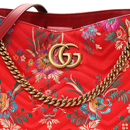 Gucci Jacquard Matelasse Floral Medium GG Marmont Tote Bag Red 8 of 11