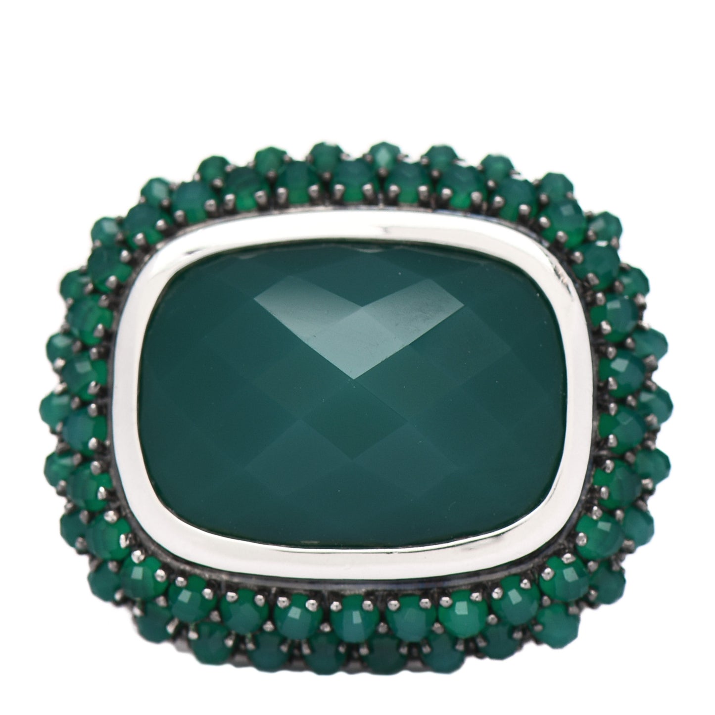 Sterling Silver Green Onyx 18mm Osetra Ring 54 7