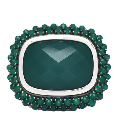 David Yurman Sterling Silver Green Onyx 18mm Osetra Ring 54 7 1 of 5