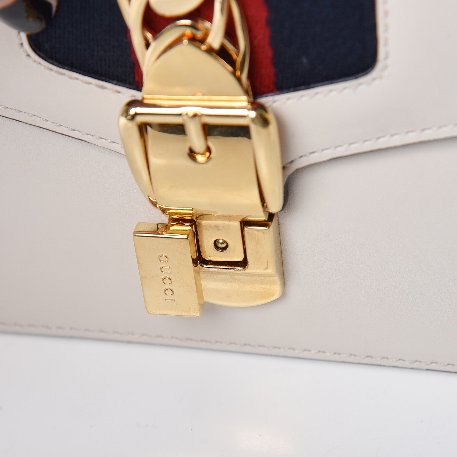 Gucci Calfskin Small Sylvie Shoulder Bag Off White 15 of 16