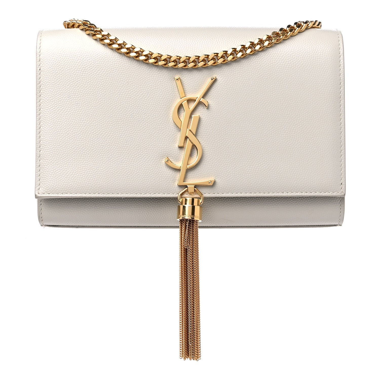 Saint Laurent Grain De Poudre Small Classic Monogram Kate Tassel Satchel Crema Soft 1 of 12