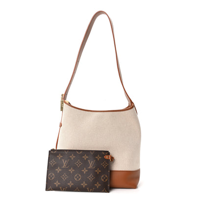 Louis Vuitton Canvas Calfskin Low Key Hobo PM Ecru Cognac 3 of 9