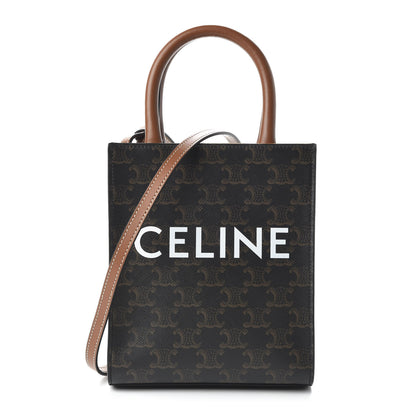 Celine Triomphe Canvas Calfskin Mini Vertical Cabas Tan 1 of 8