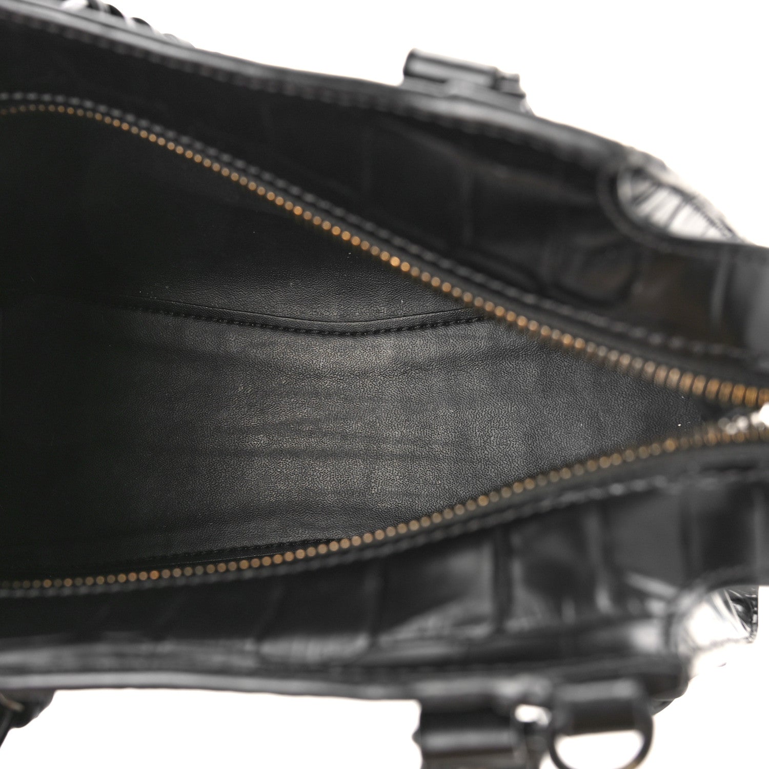Balenciaga Semi Shiny Calfskin Crocodile Embossed Neo Classic Black Hardware Mini City Black 5 of 10