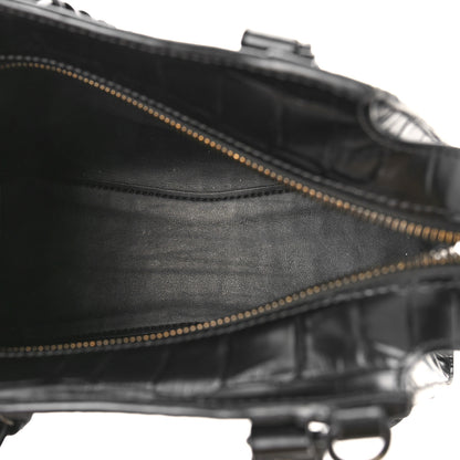 Balenciaga Semi Shiny Calfskin Crocodile Embossed Neo Classic Black Hardware Mini City Black 5 of 10