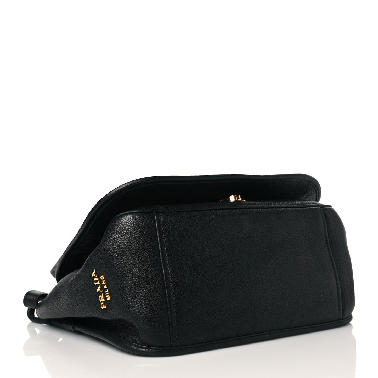 Vitello Daino Logoi Embossed Flap Crossbody Black