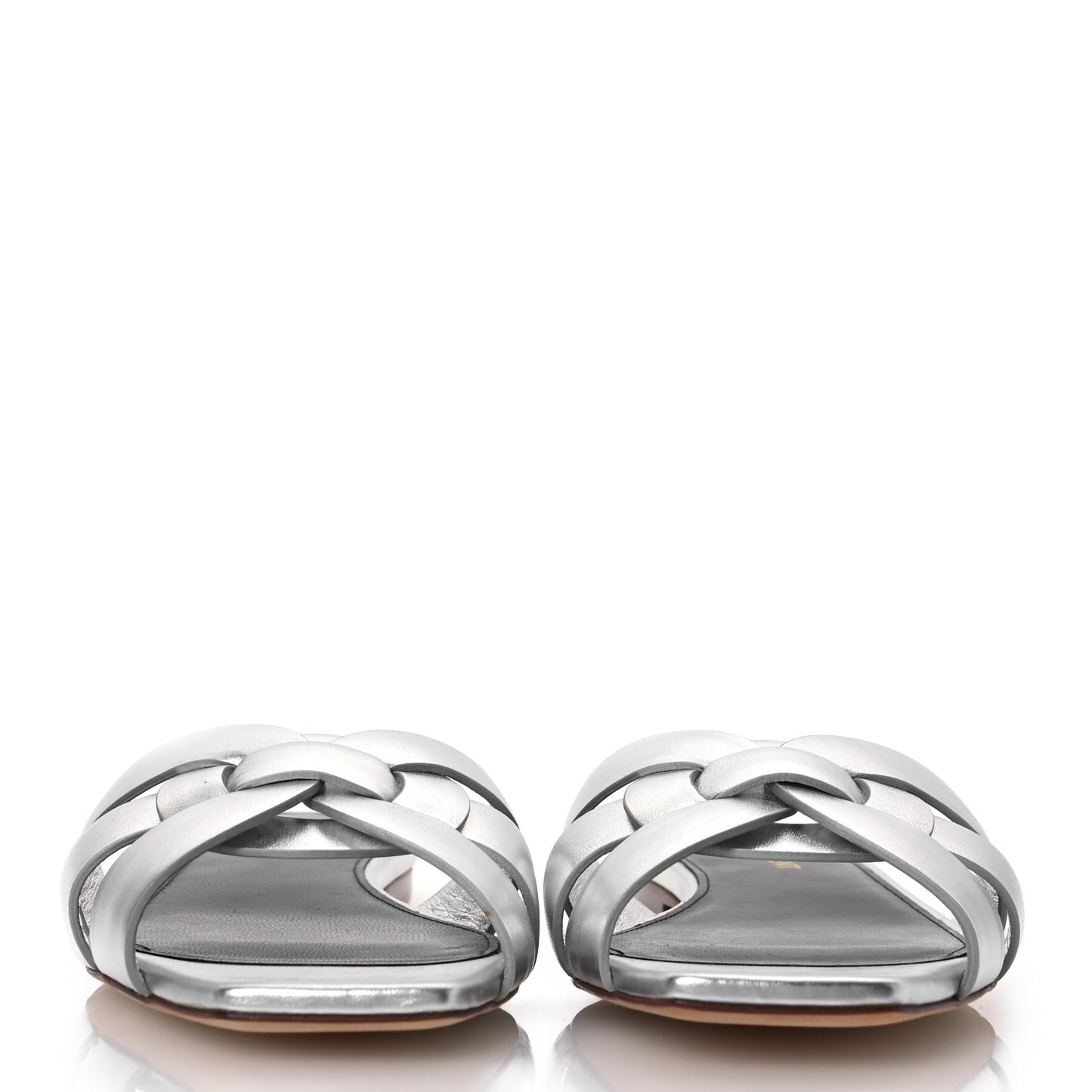 Metallic Calfskin Nu Pied 05 Slide Sandals 36 Argento