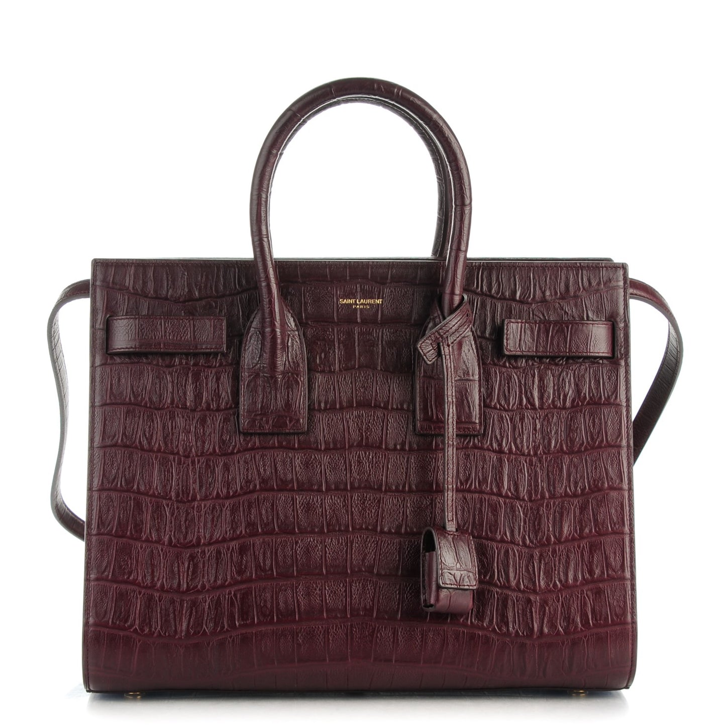 Calfskin Crocodile Embossed Small Sac De Jour Bordeaux