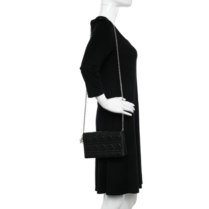 Christian Dior Lambskin Cannage Lady Dior Pouch Black 2 of 12
