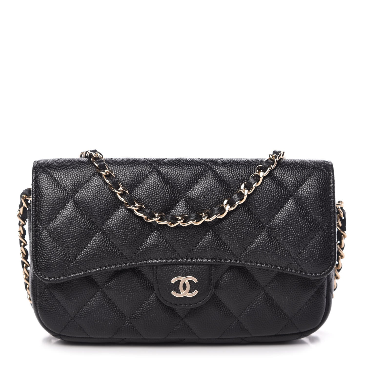 Chanel Caviar Quilted Flap Phone Holder With Chain Black 1 of 12