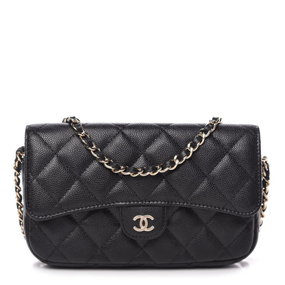 Chanel Caviar Quilted Flap Phone Holder With Chain Black 1 of 12