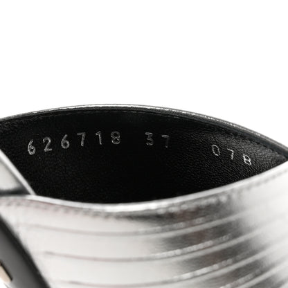 Gucci Malaga Kid Webby Crossover High Heel Sandals 37 Silver 8 of 9