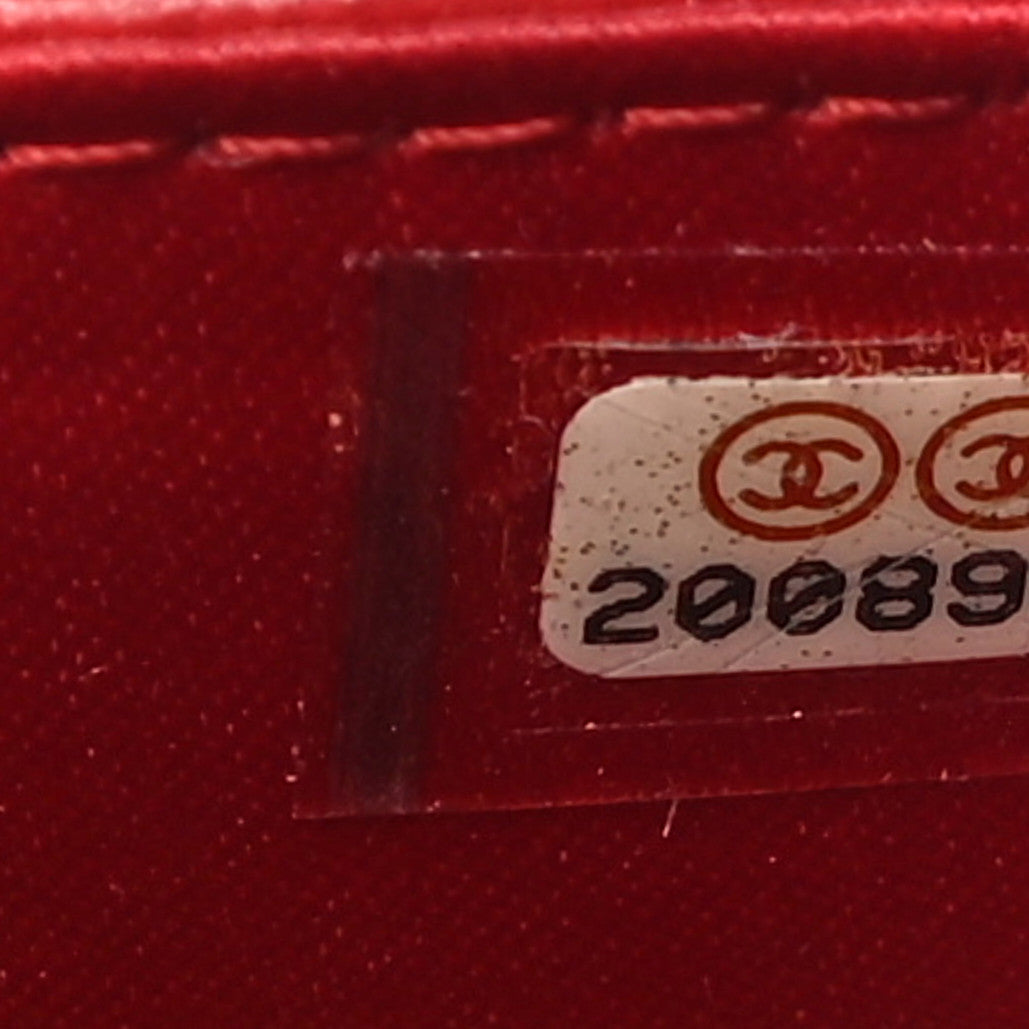 Lambskin Camellia Embossed Wallet On Chain WOC Red